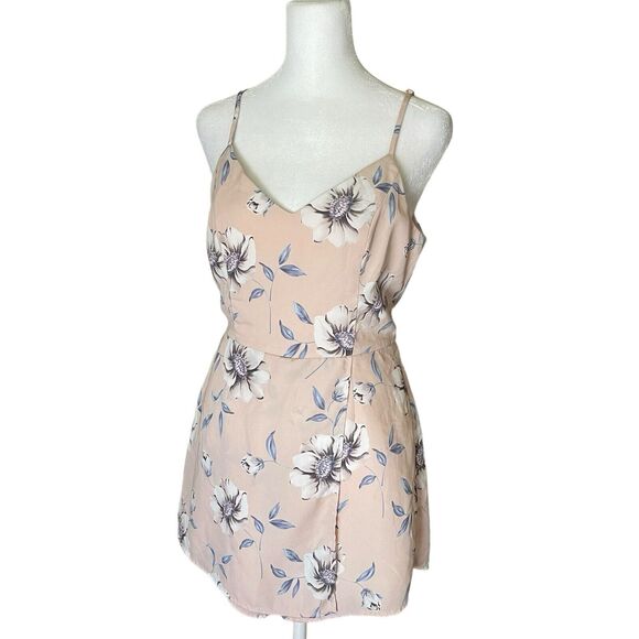 Lulus Small Magical Meadow Romper Skort Dress Vneck Blush Pink Floral - Picture 5 of 11